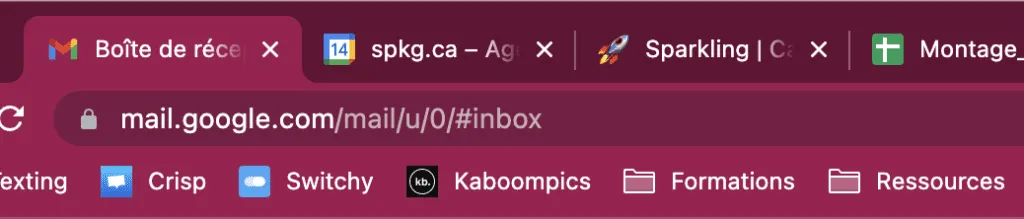 Example of favicons: Gmail, Google Calendar and Google Sheets